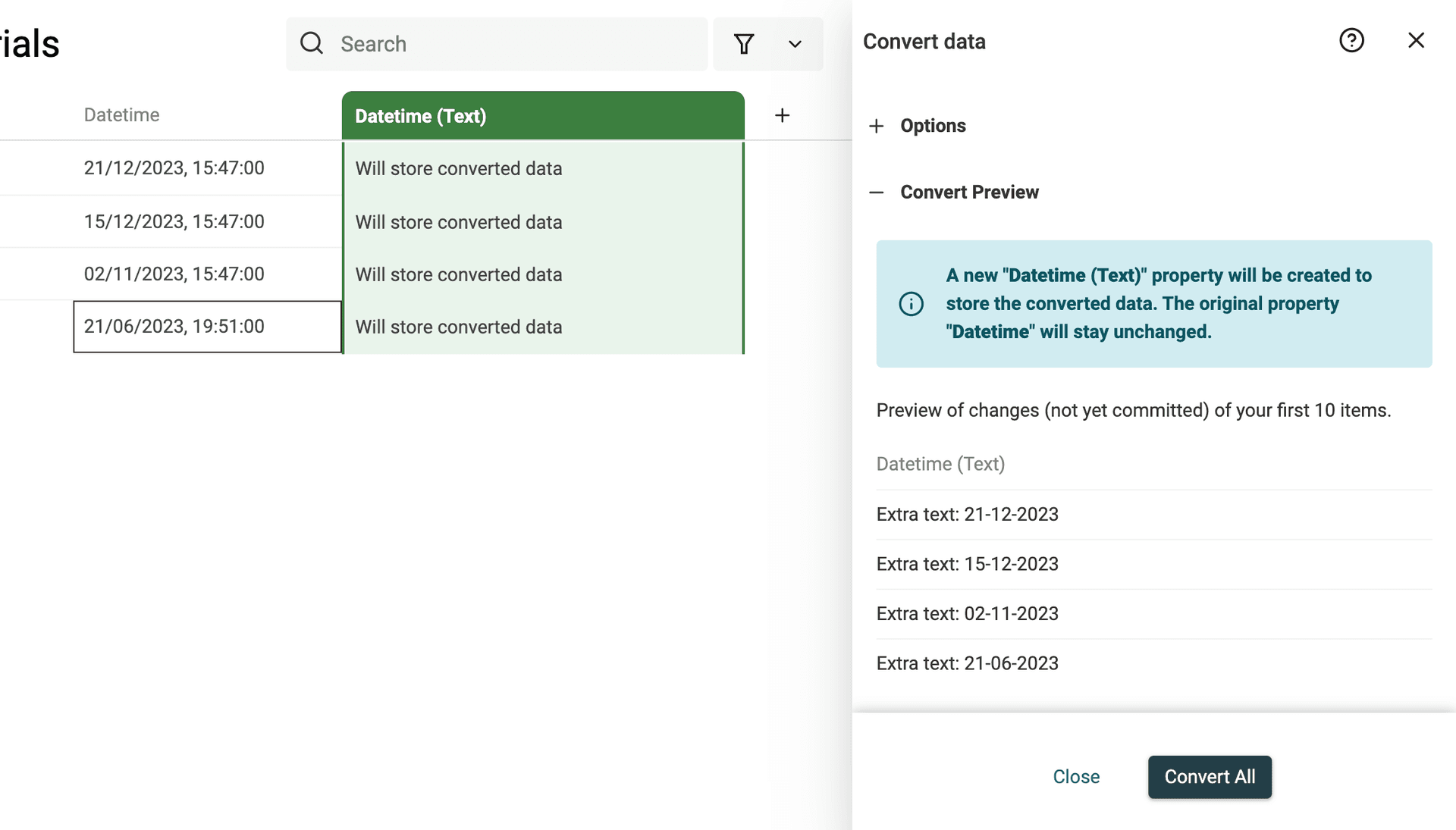 DateTime to Text Preview