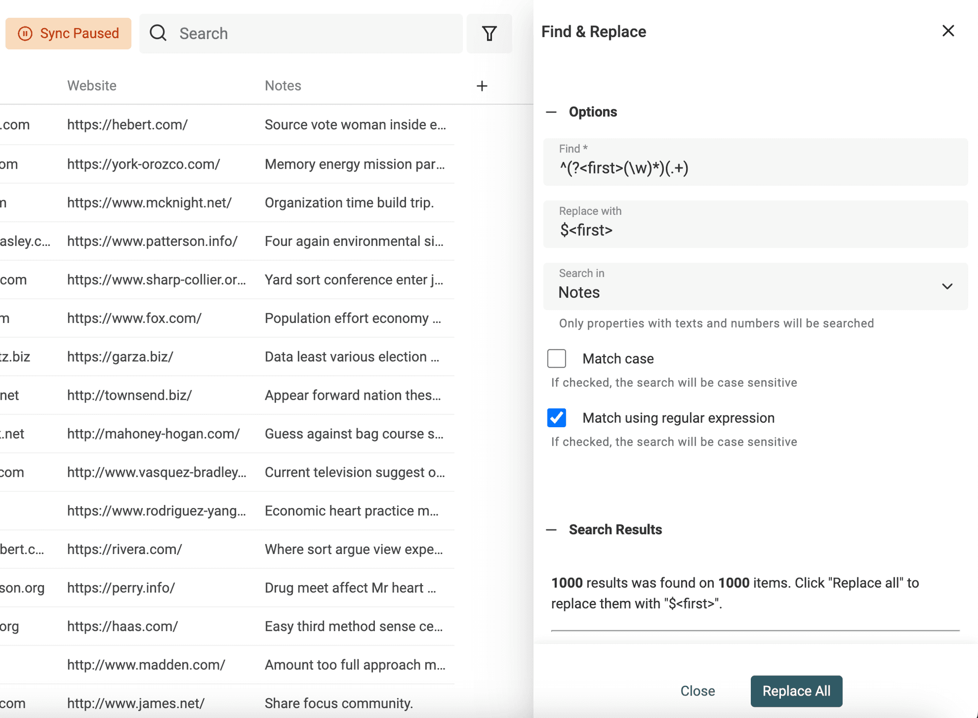 Keep first word Regex