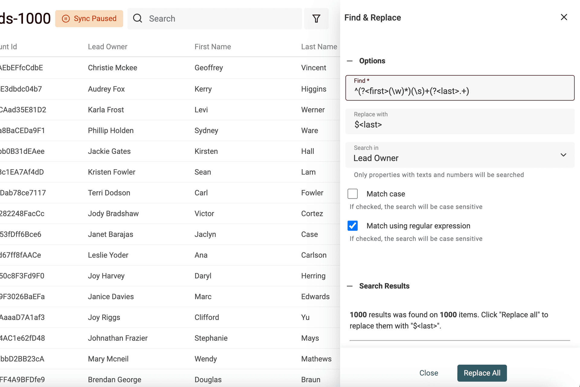 Keep last name Regex