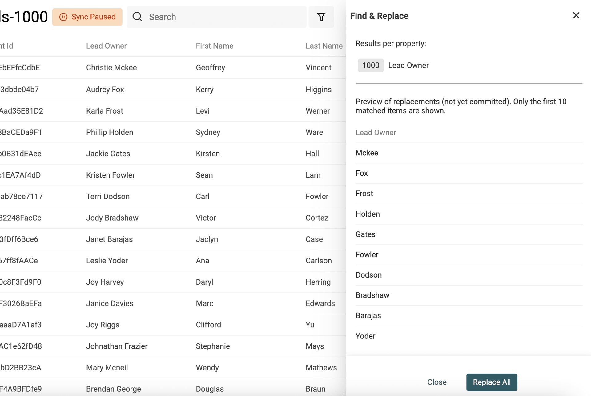 Keep last name results