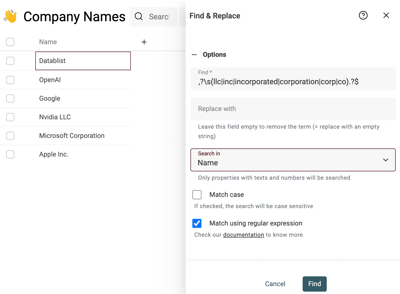 Remove company names suffix
