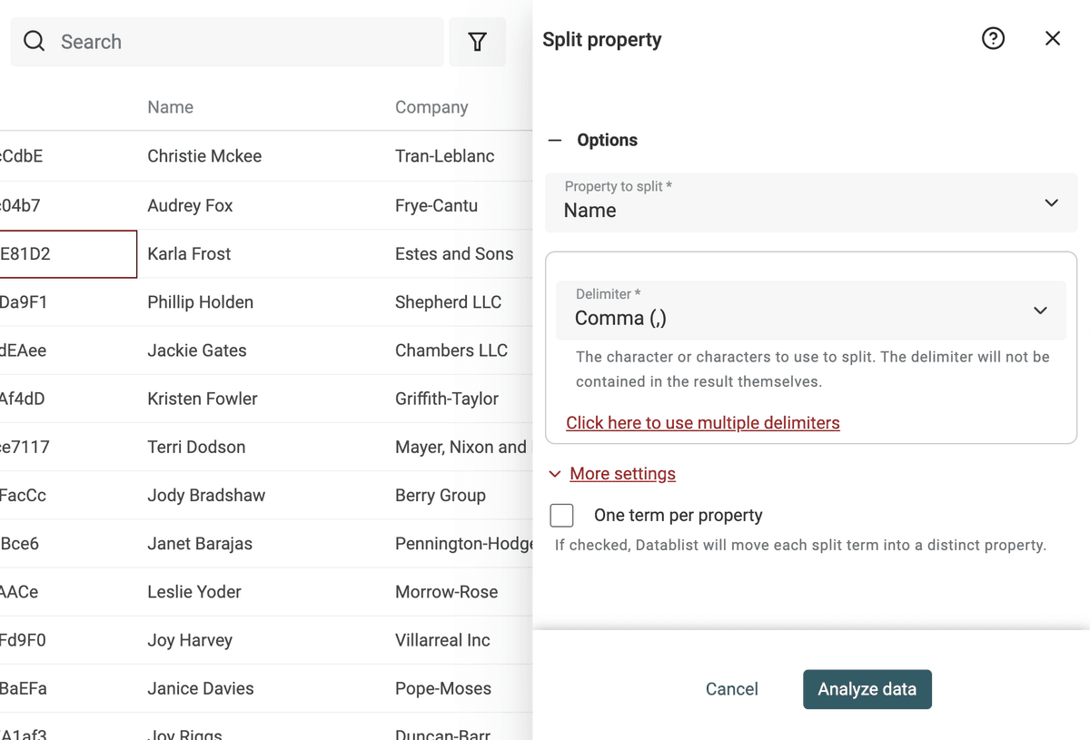 Split Property options