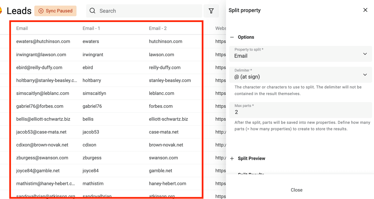 Split email address to get the domain