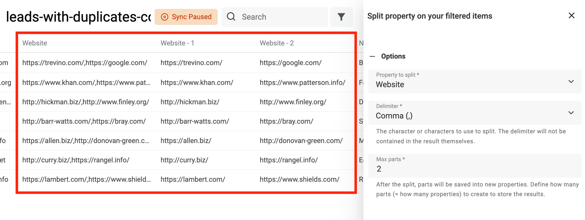 Split multi-values into several properties