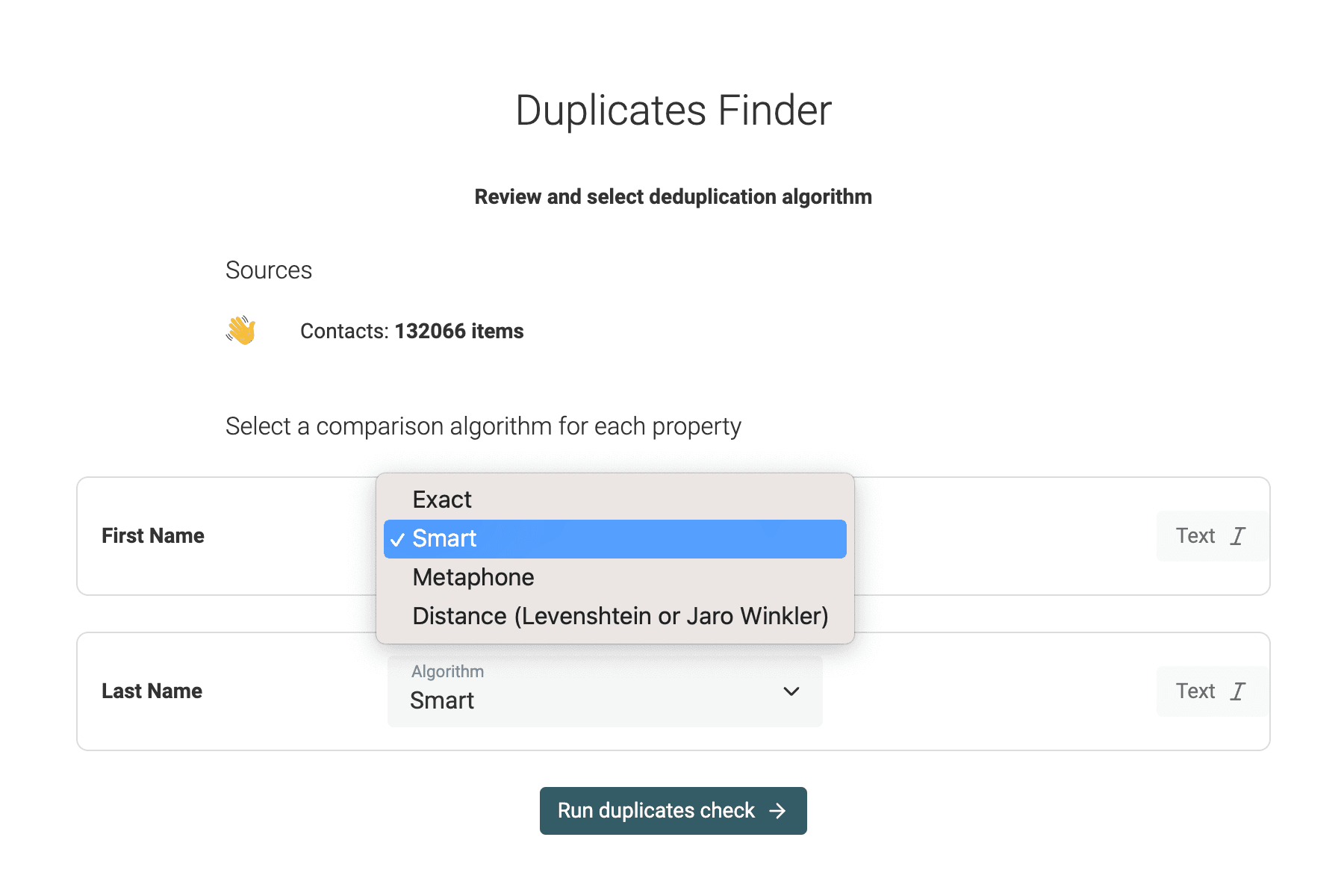 Deduplication Algorithm Selection