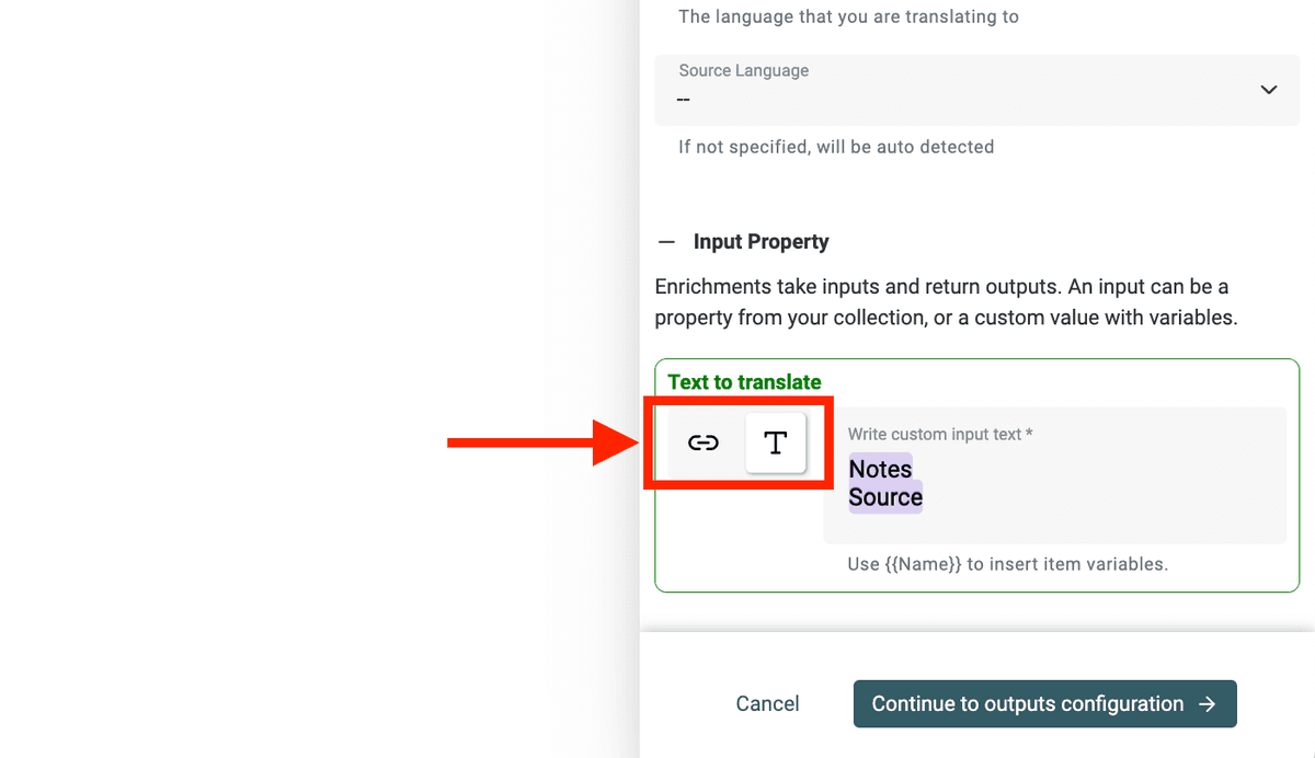 Mapping Property or custom text for inputs