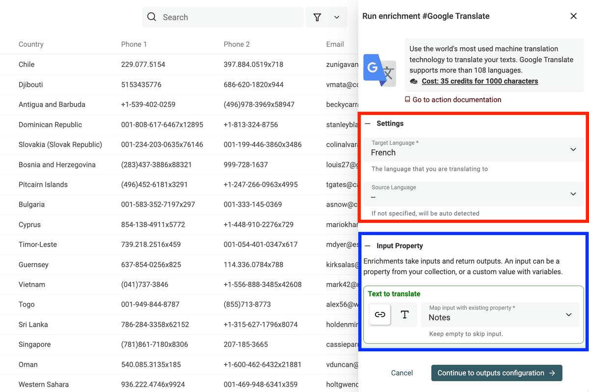 Enrichment Settings and Inputs