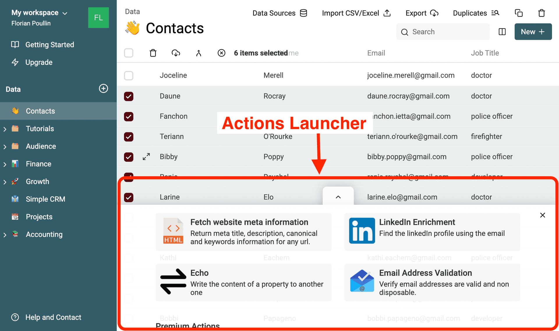 Datablist Actions Launcher