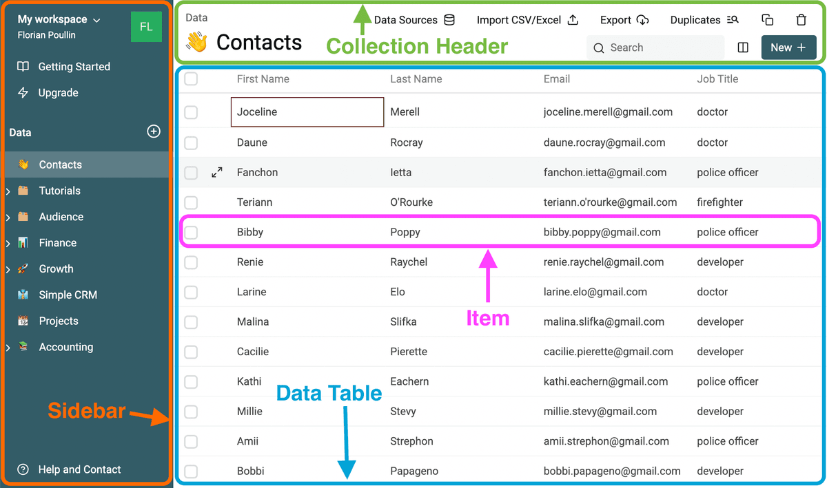 Datablist Main Layout