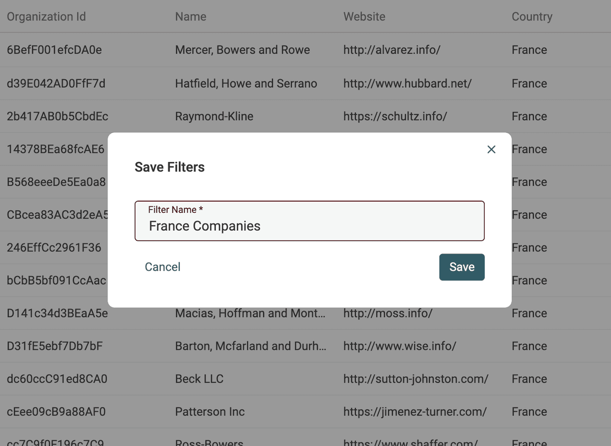 Name Saved Filter