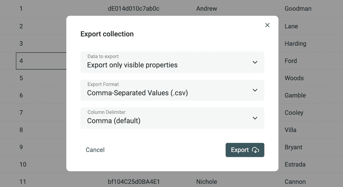 Export Modal