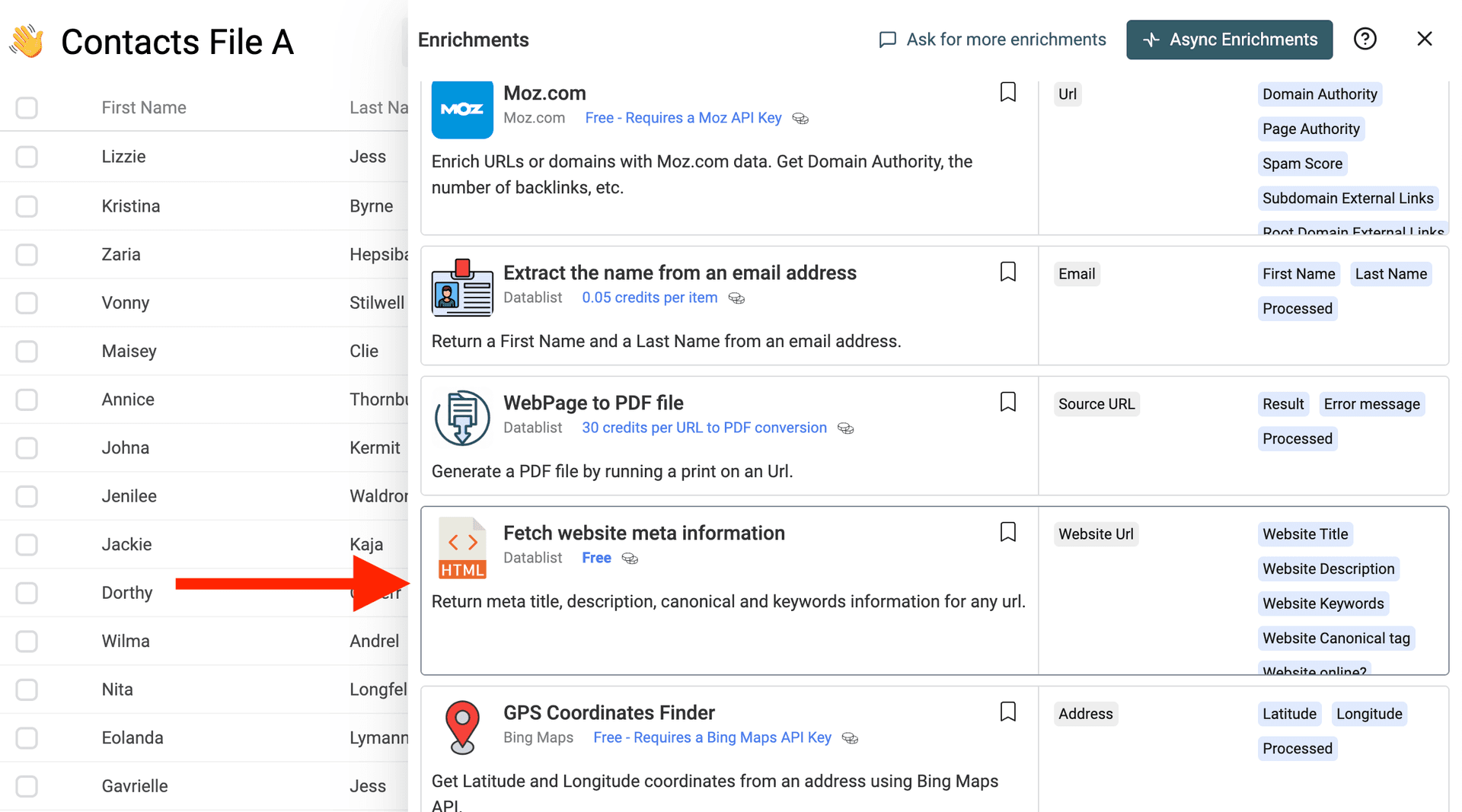 Fetch Meta Information