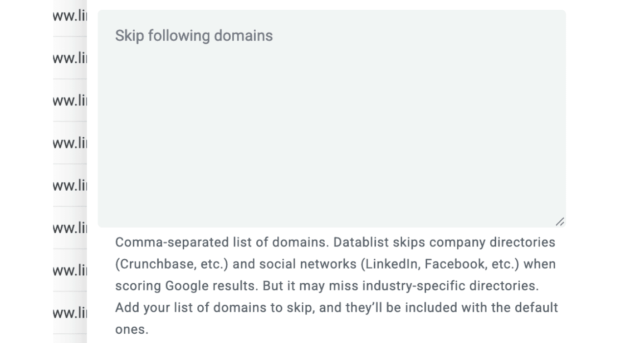 Datablist’s domain skipping feature