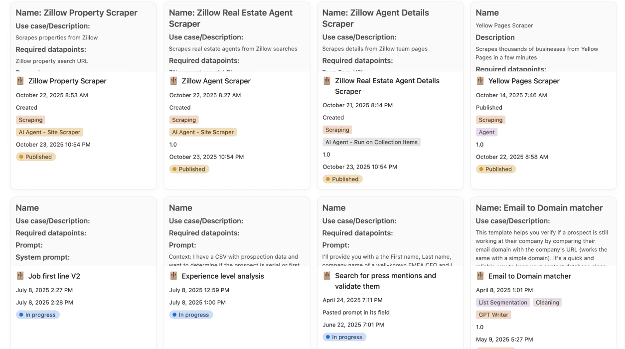 Datablist template library