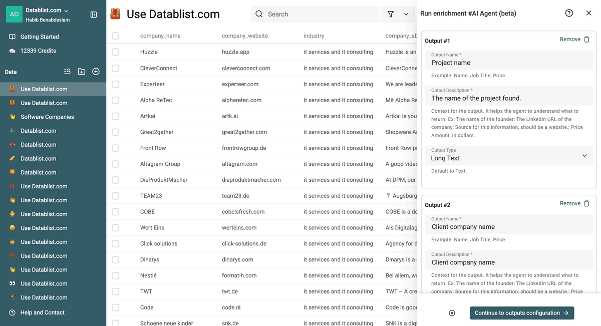 Configure the outputs
