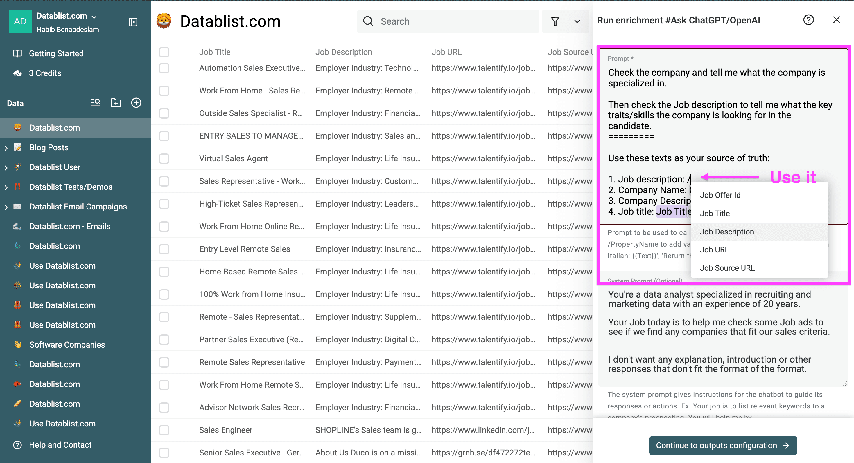 Option to reference a column in your request