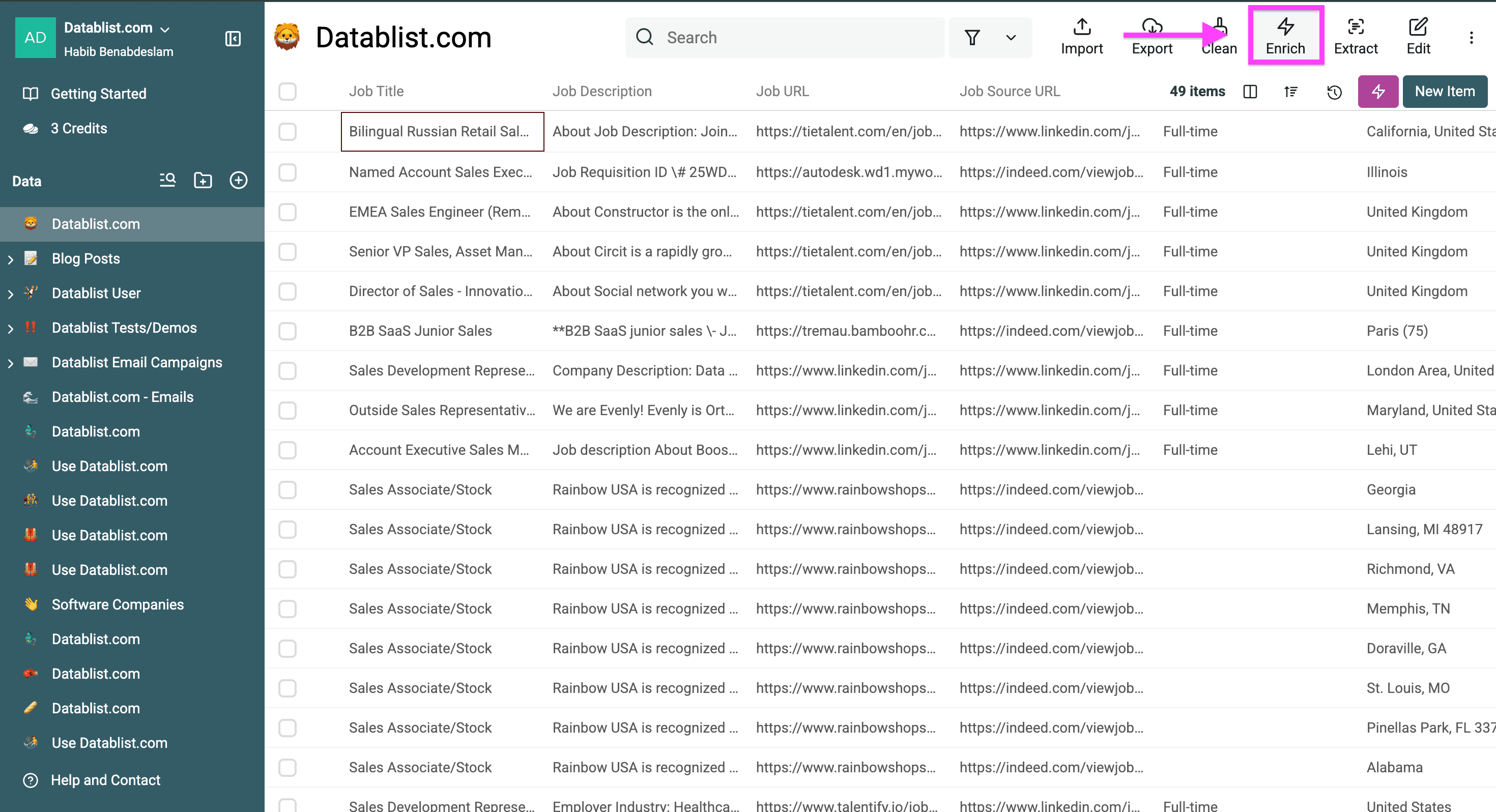 My file containing scraped recruiting data