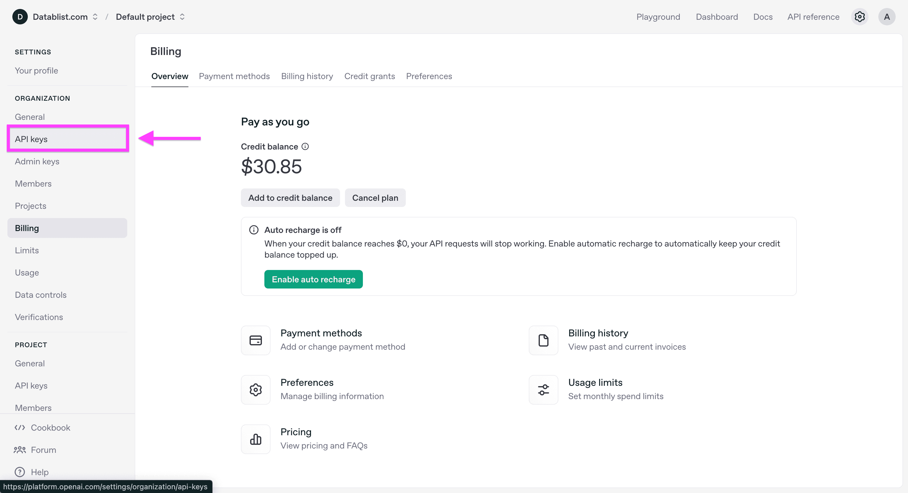 Charged balance on my OpenAI account