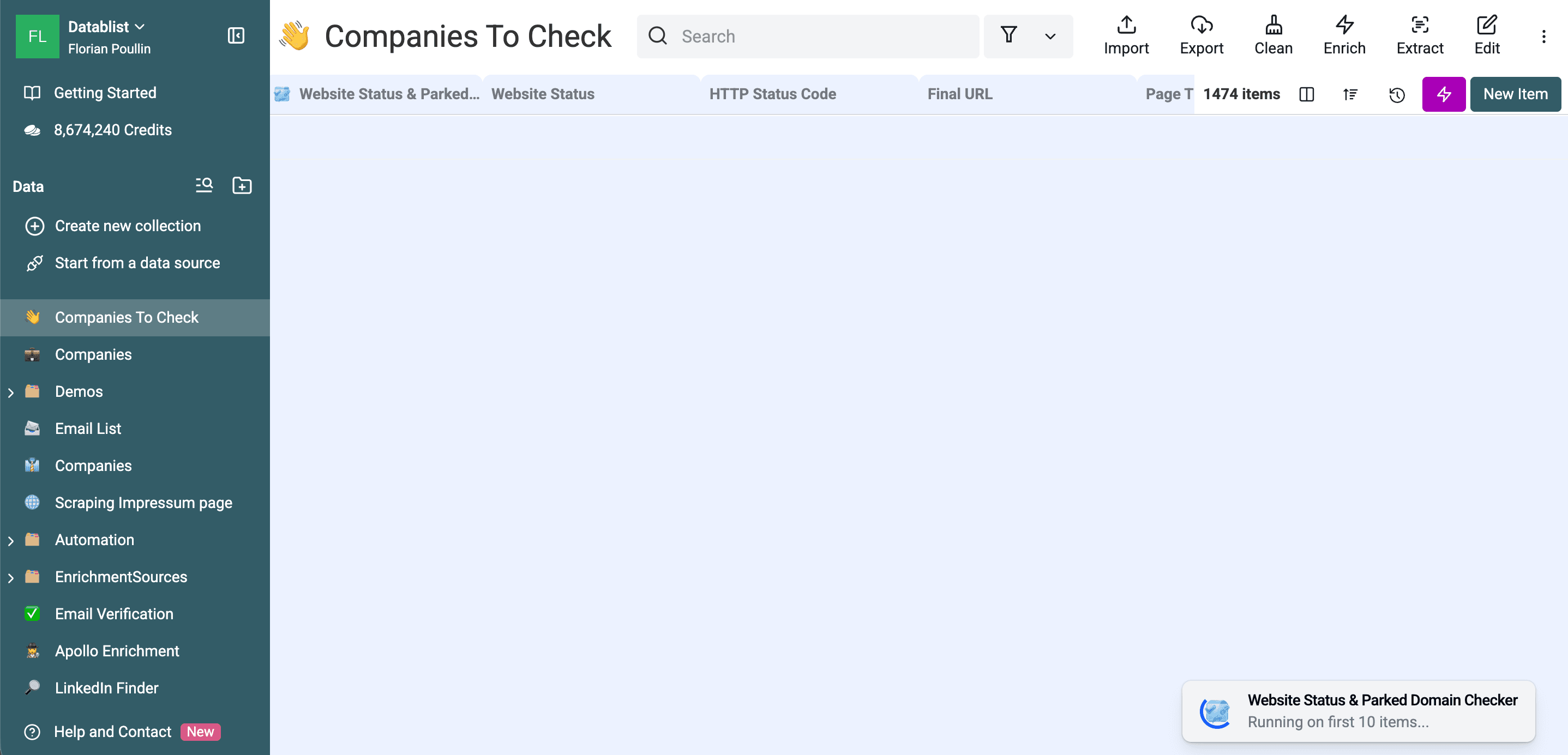 Enrichment running status