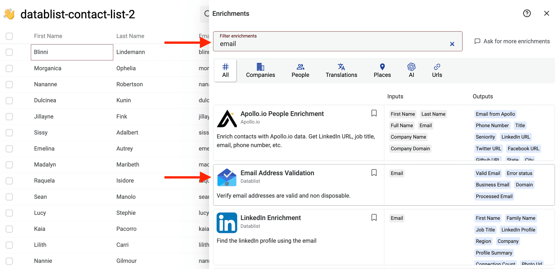Seleccionar Email Address Validation