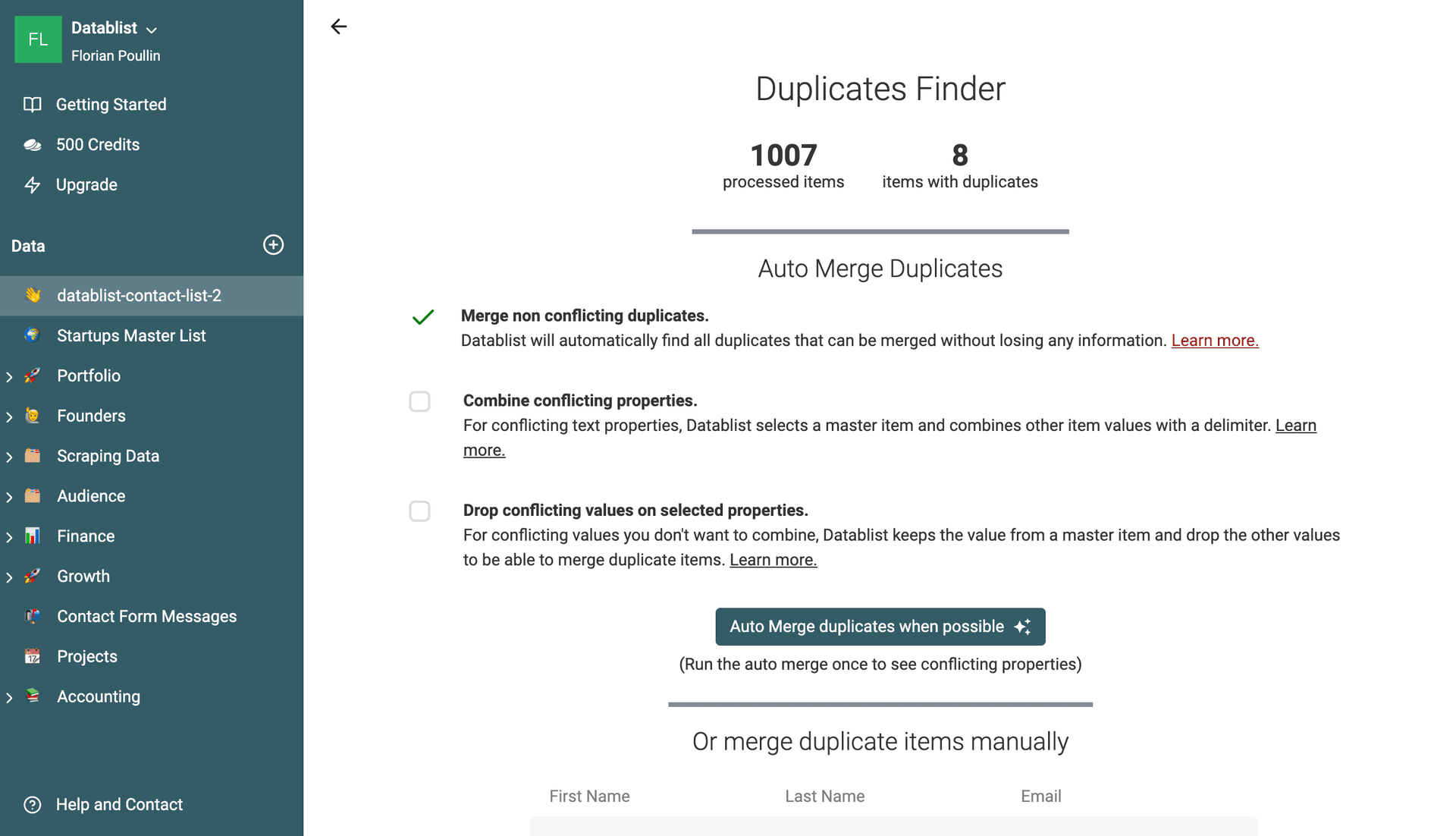 Resultados de duplicados