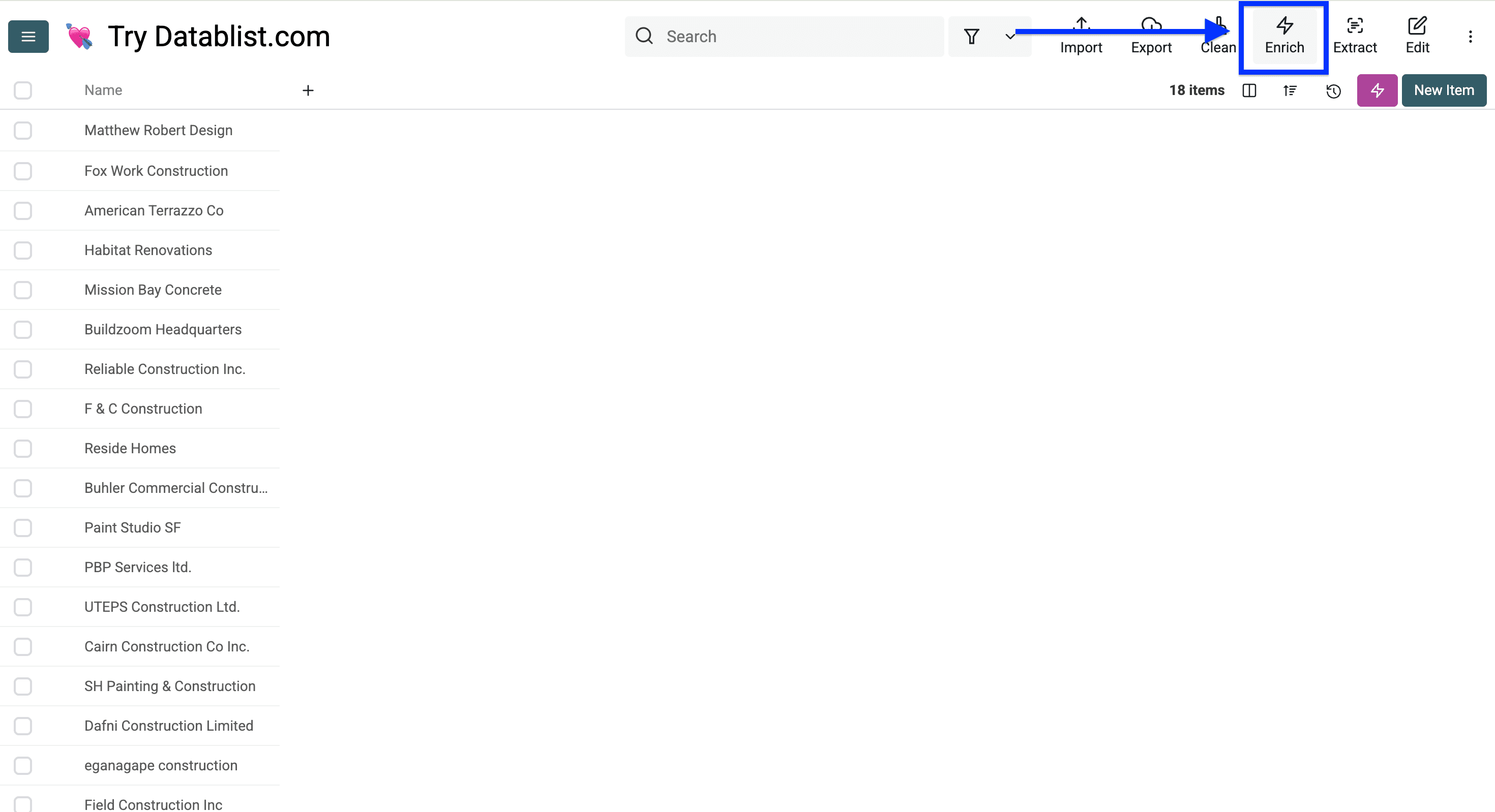 Datablist collection for domain enrichment