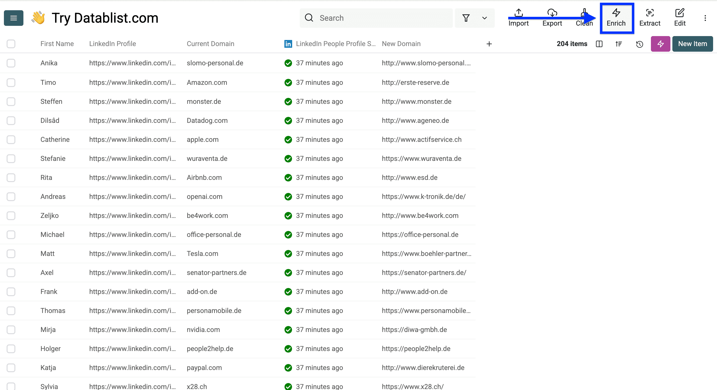 Datablist collection for employment status check