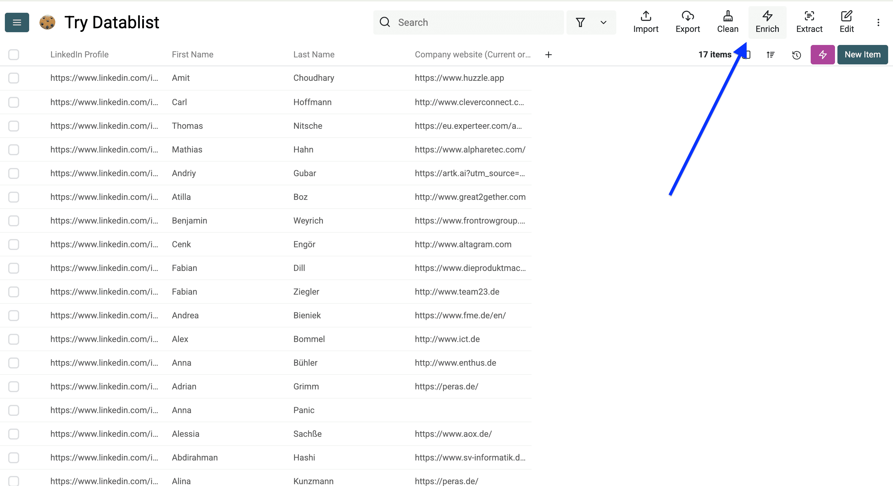 Datablist collection with no phone numbers yet