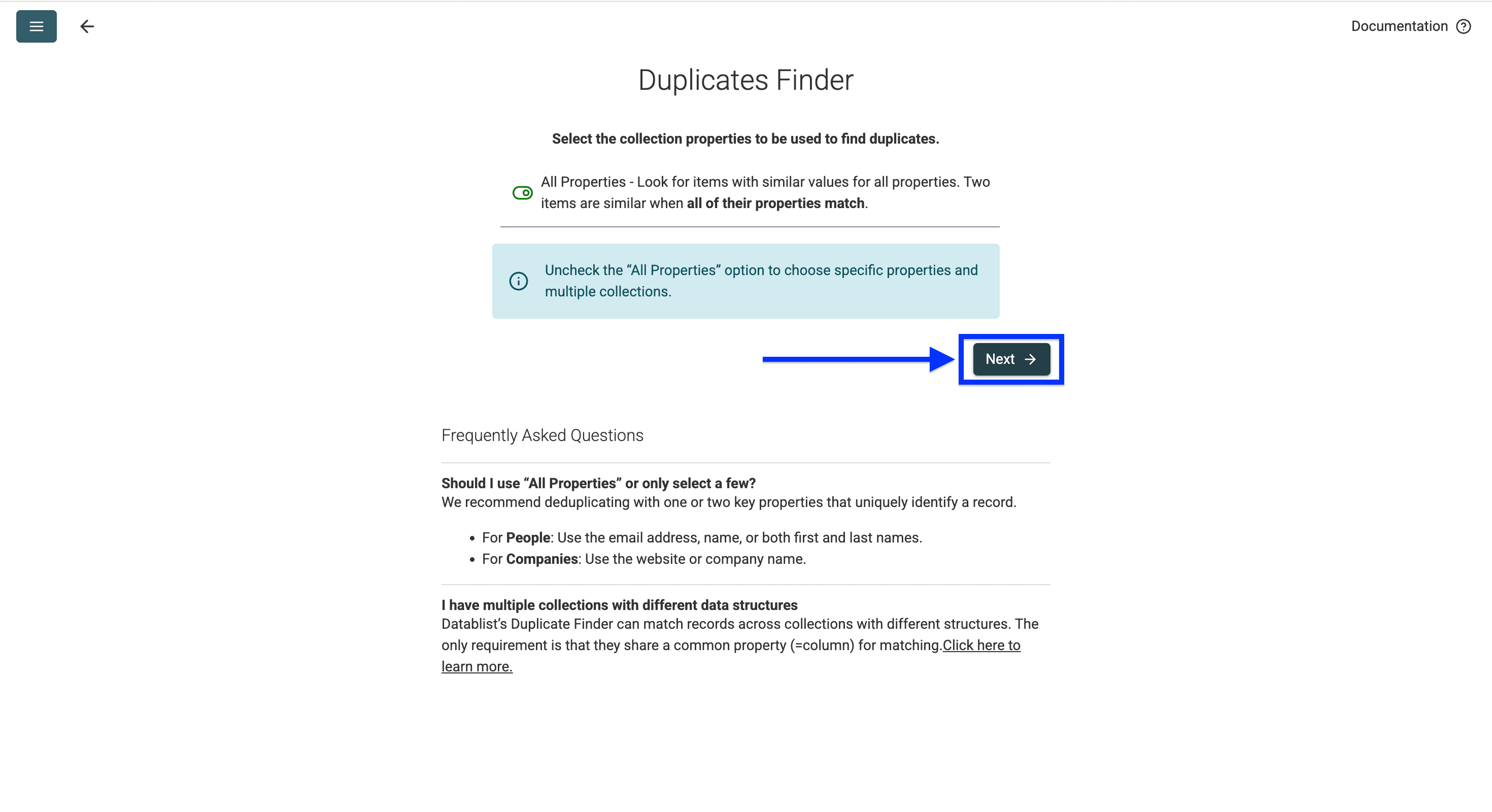 Datablist’s settings review for deduplication