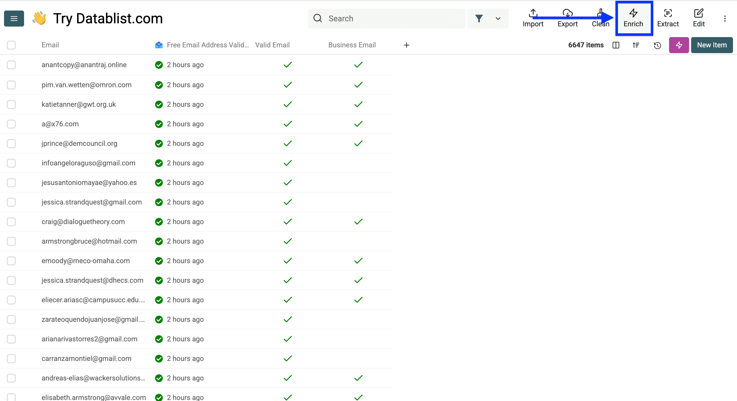 Datablist collection for verifying email addresses
