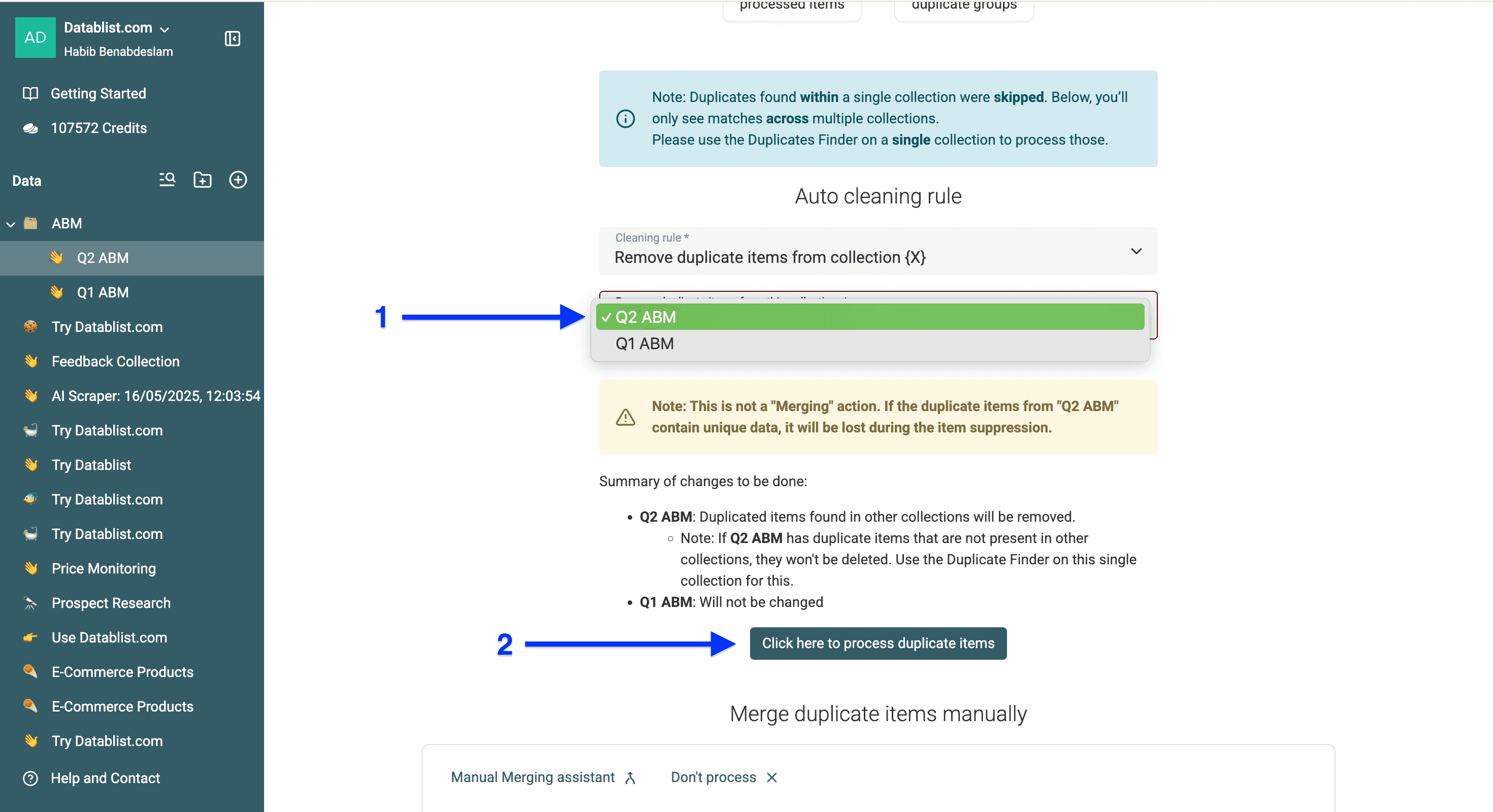 Deletion file selection of multi-collection deduplication
