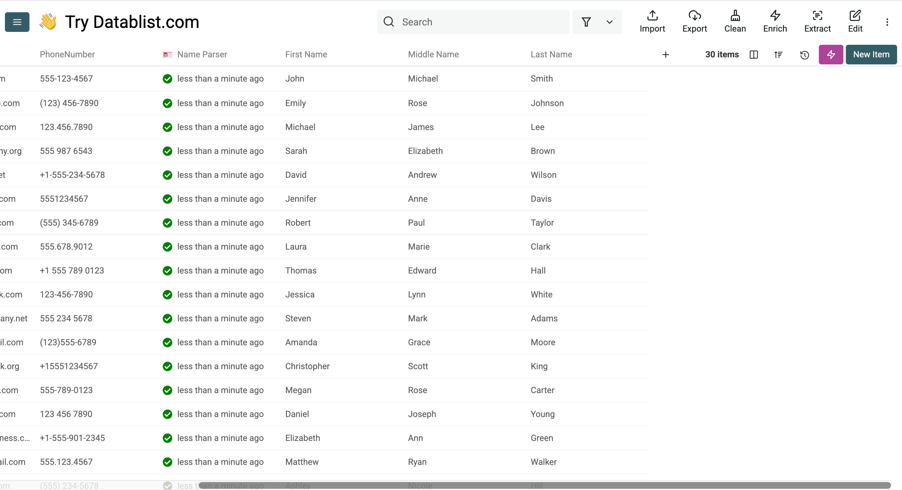 Results of Datablist’s Name Parser