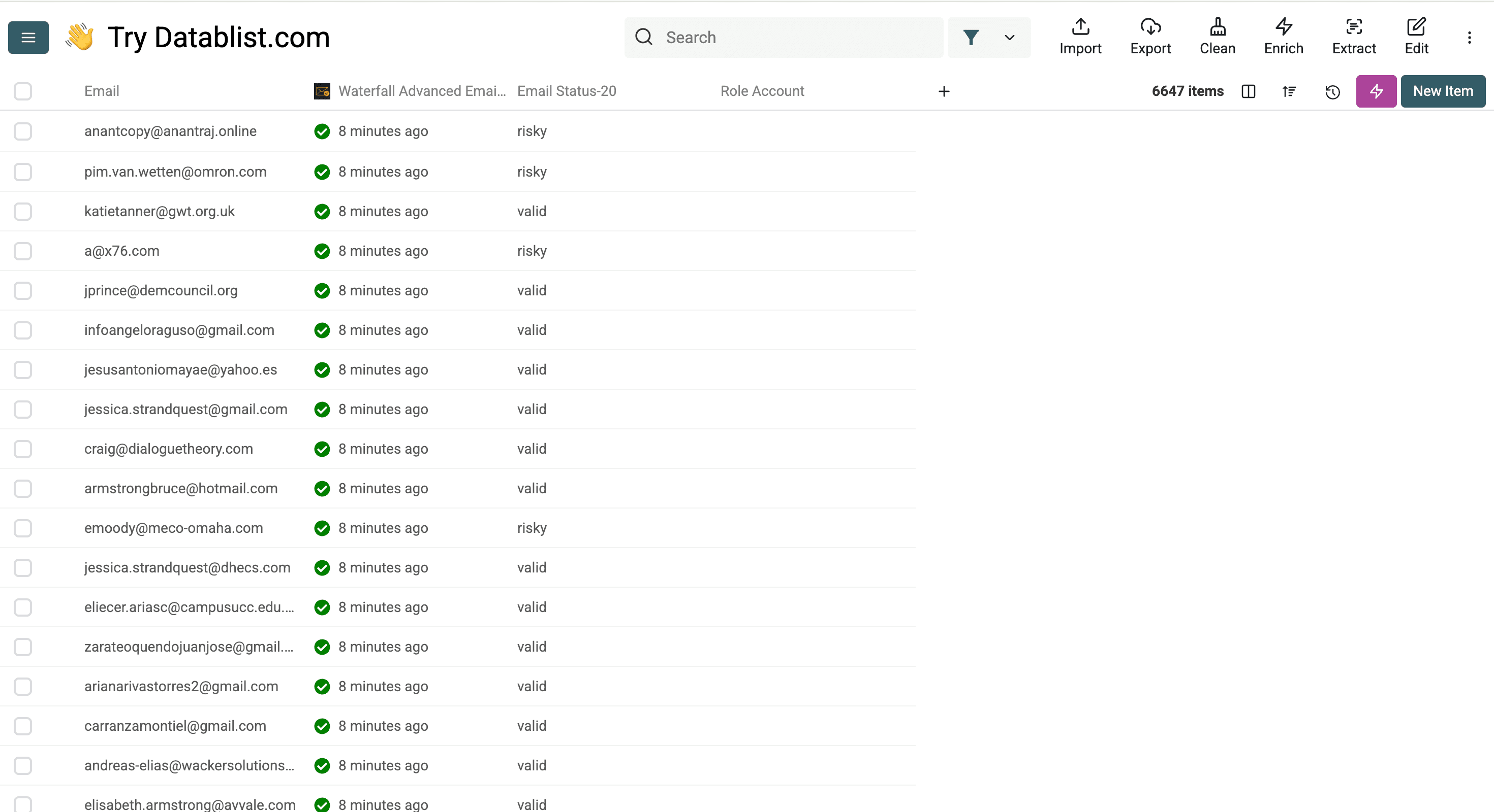 Results of Datablist’s email verification
