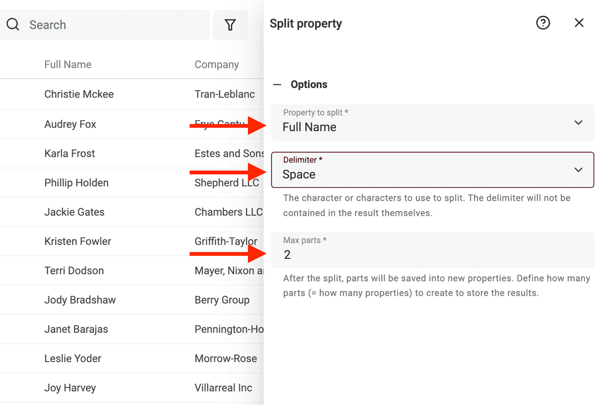 Configure Split Property