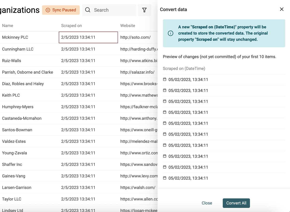 Datetime conversion preview