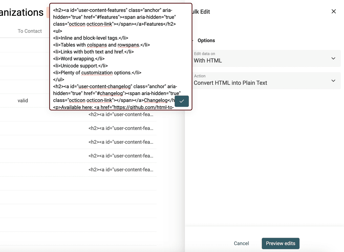 HTML to Text conversion
