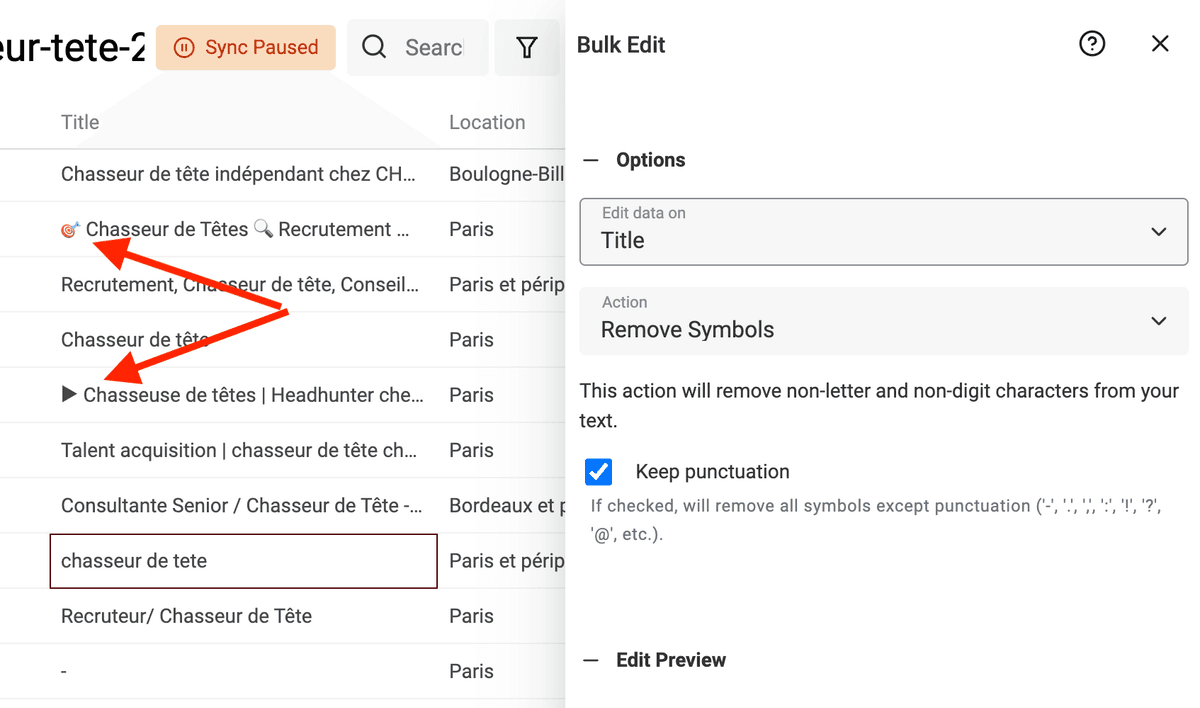 Remove symbols