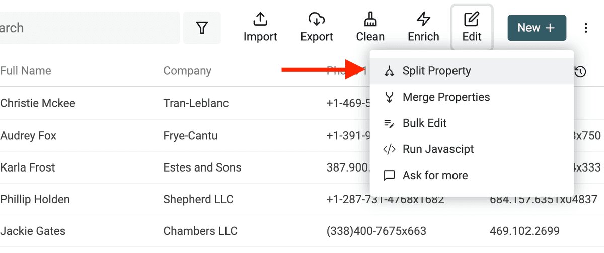 Split Property tool