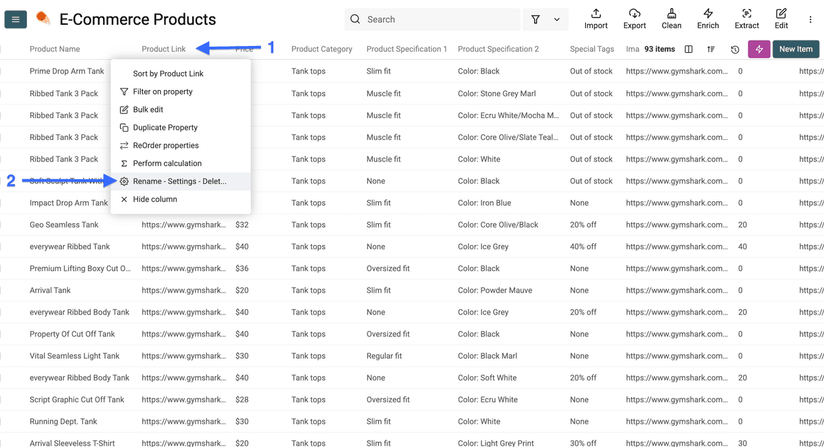 How To Scrape Any Website - Column Settings
