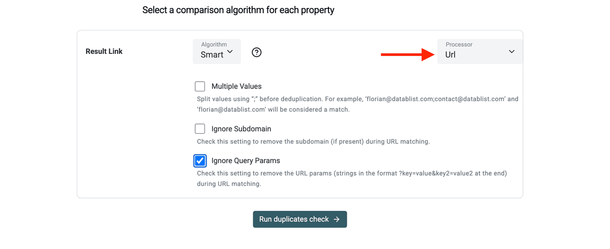 Select URL processor