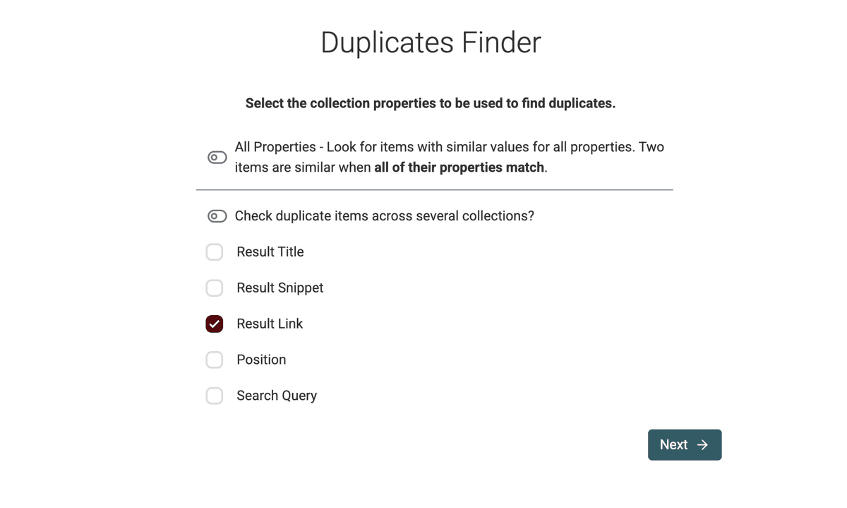 Dedupe on Result Url