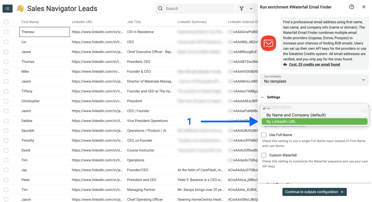 How To Create a Lead List With Emails - Waterfall Email Enrichment Settings