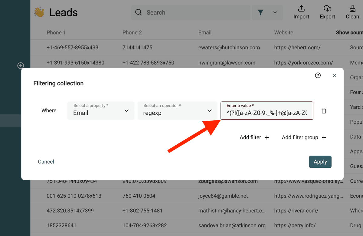Filter Invalid Emails