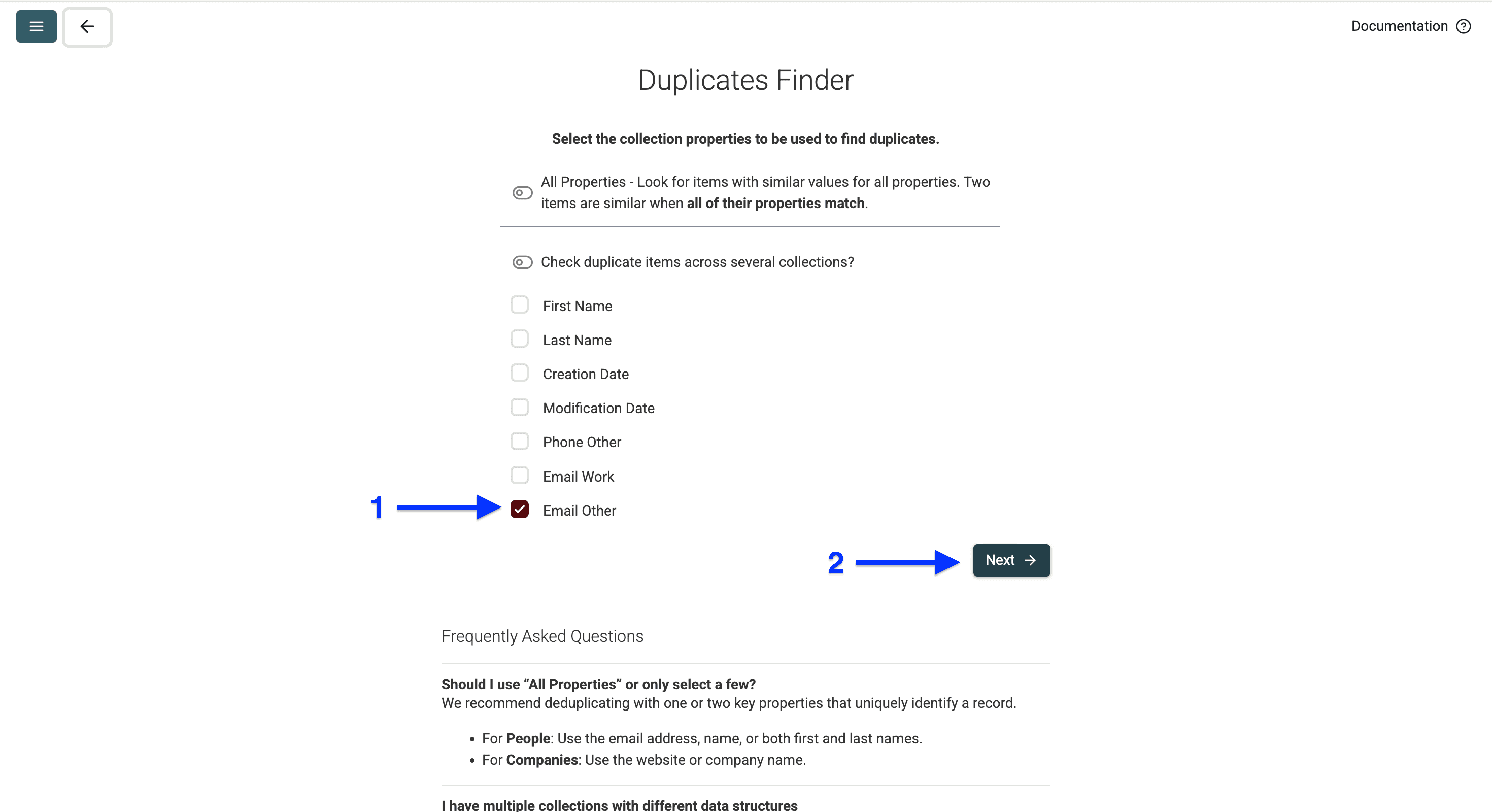 Duplicate identifier configuration in Datablist