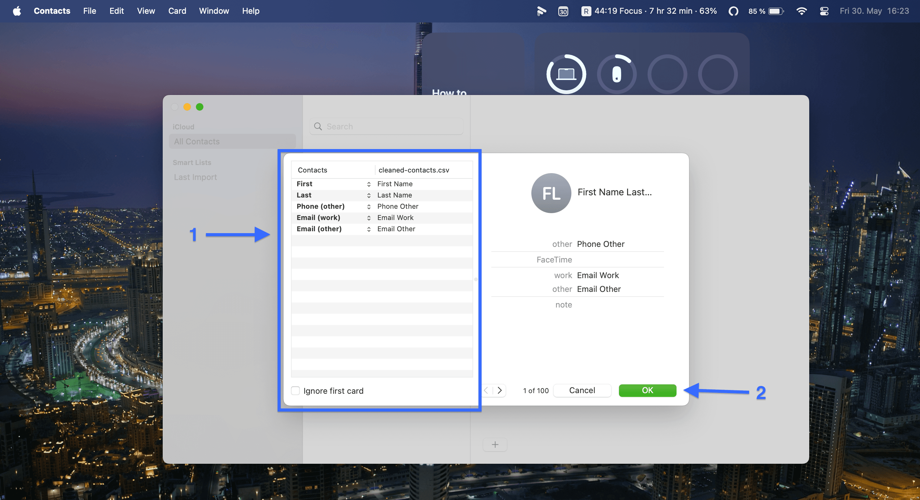 Mapping the contacts with the right fields is crucial