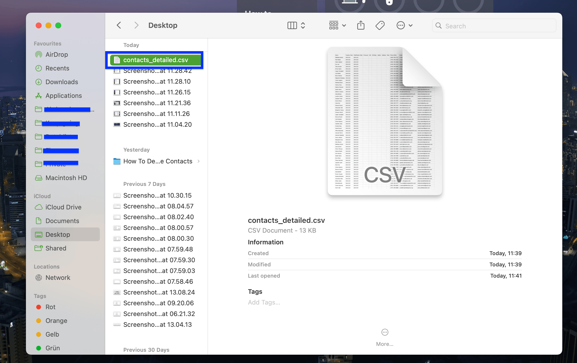 The file with duplicated contacts