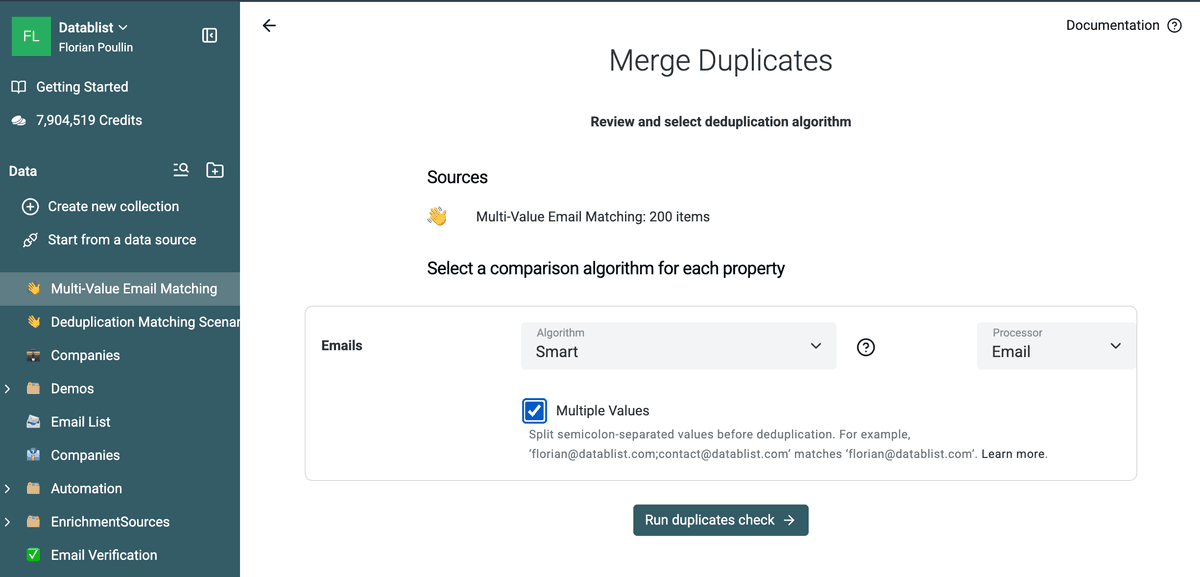 Smart Email matching with Multiple Values enabled