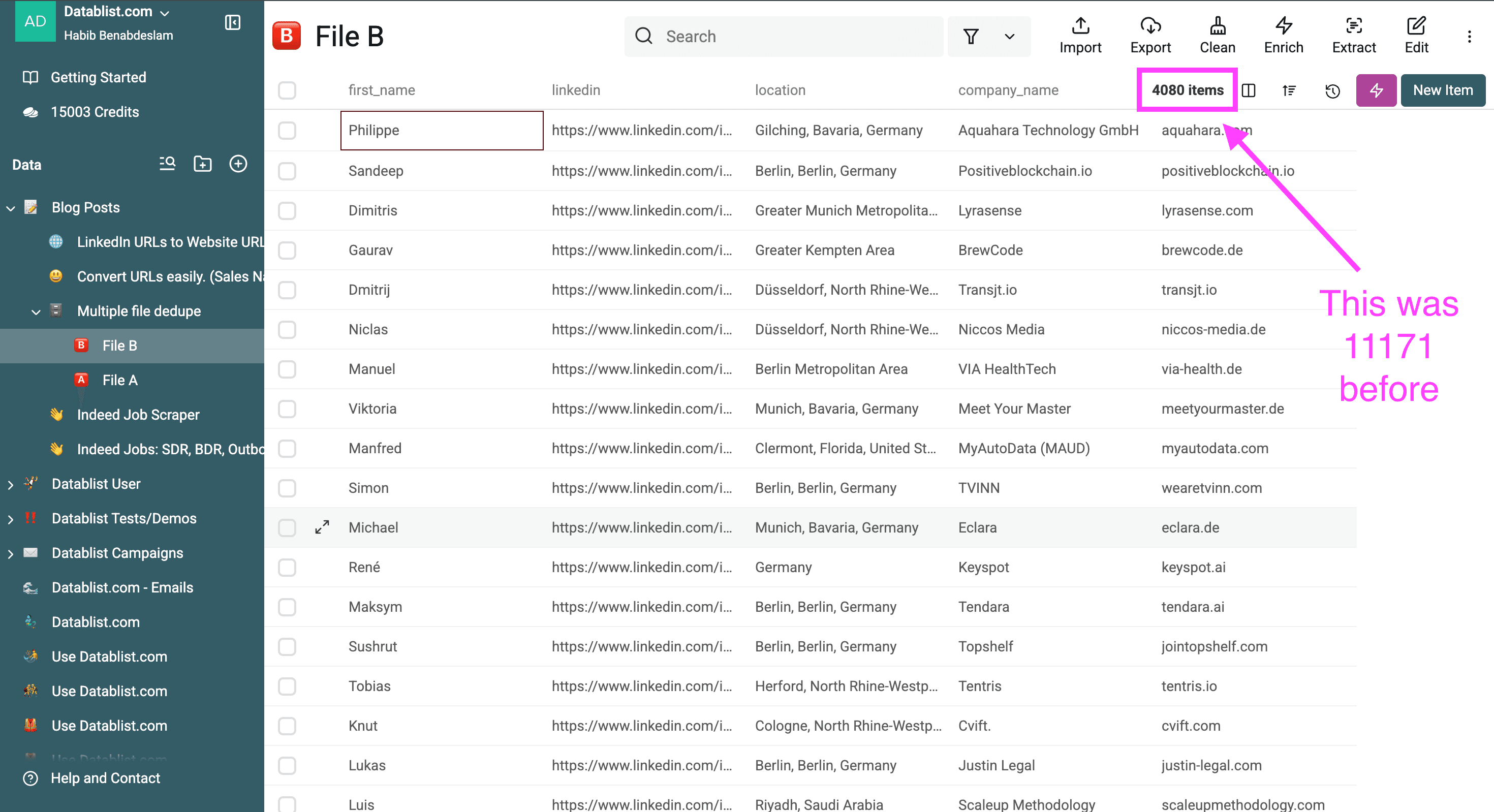 Cleaned file from duplicates