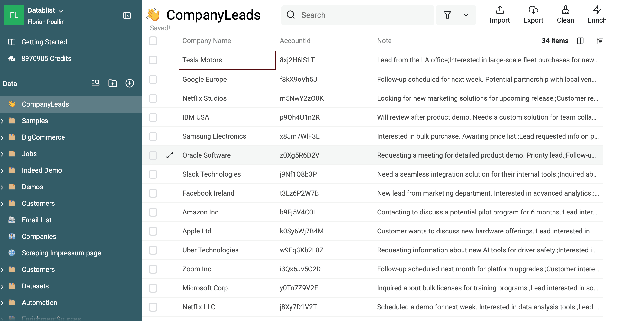 Export the Cleaned List