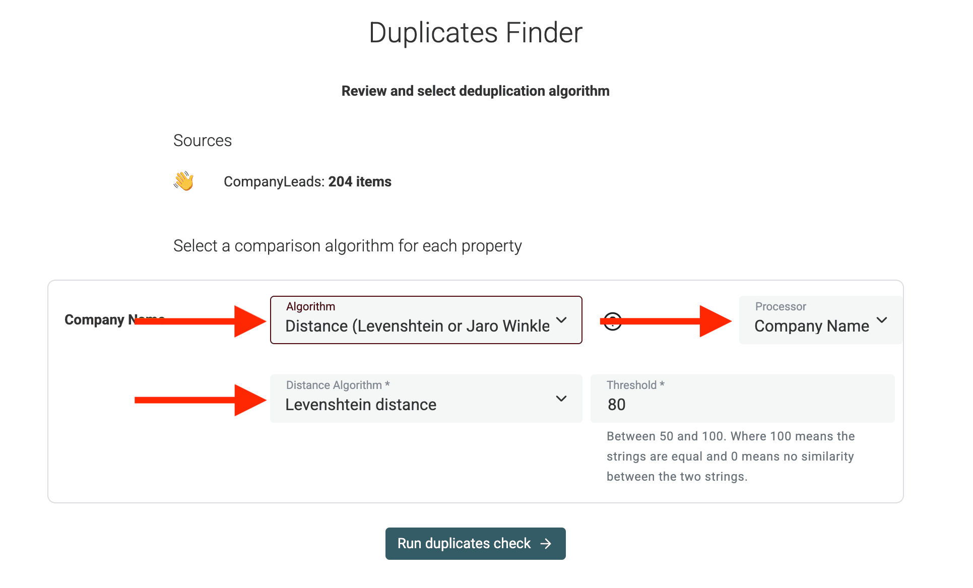 Set Distance Matching Threshold
